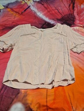 Maurices Blush Lace-Trim Peasant Top